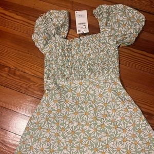 Zara Floral Print Linen Blend Mini Dress